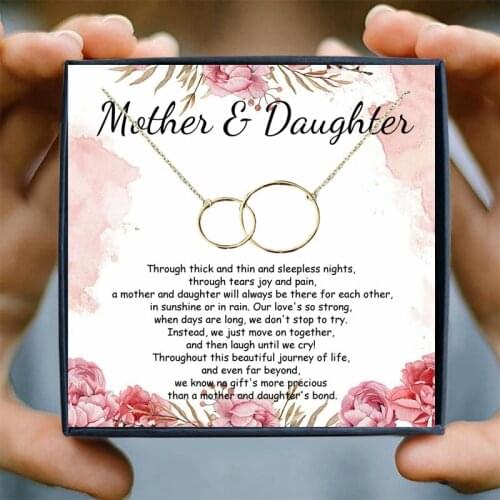 Women Fashion Necklace Female Circle Pendant Mother Daughter Chain Necklace Girls Family Mom Necklaces Jewelry Mothers Day Gift