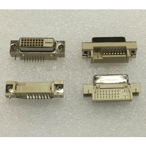 DVI 24 + 1 female DVI socket Welded board type connector 24 + 1 pin white solder joint male foot bend / needle