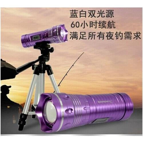 10 W Fishing LED Light Purple Dual Source blue + white / purple + white Lamp Flashlight Torch Night 2 Stands Triangle / Insert
