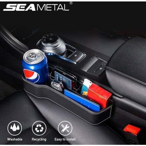 Pu Leather Car Seat Gap Storage Box Interior Seat Side Organizer Filler for Drink Card Key Phone Holder Seat Crevice Accessory