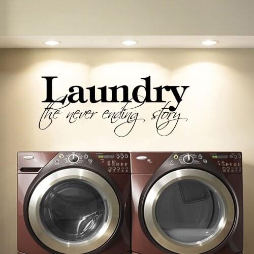 Laundry The Never Ending Story Quote Wall Sticker Laundry Room Washing Room Family Love Quote Wall Decal Bathroom Vinyl Decor