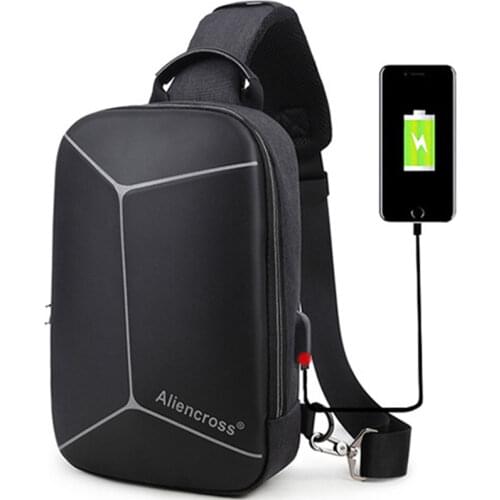 Reflective strip Mens Fashion Multifunction Shoulder Bags Man USB Sling Crossbody Bag Travel Messenger Chest Bags Pack For Male