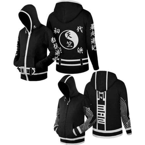 Tokyo Revengers Senju Kawaragi Brahman Rindou Haitani Cosplay Hoodie 3D Printed Hooded Sweatshirt Men Women Zip Up Jacket Coat