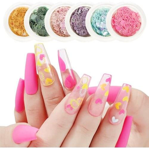50 Pcs Japanese and Korean Nail Art DIY Decoration Accessories 18 Color Geometric Patterns Nail Wood Pulp Love Sequin 3D Design