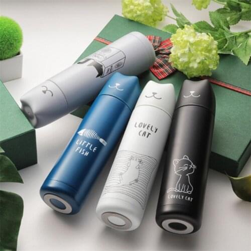 Stainless Steel Vacuum Flasks Double Wall Hot Water Thermos Bottle Cute Cat Ear Thermal Tea Cup Portable Travel Coffee Milk Mug