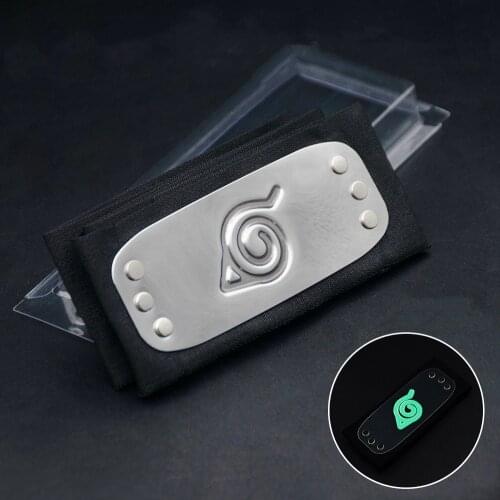 Japanese Anime Ninja Luminous Headband Logo Metal Hairband Forehead Protector Halloween Cosplay Accessories Fluorescent Headwear