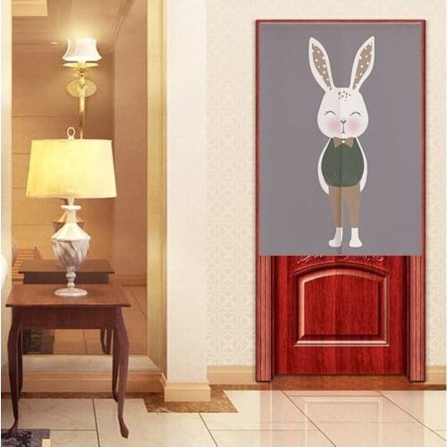 Cartoon Rabbit Lovers Bedroom Door Curtain Shower Toilet Shade Hanging Curtain Geomantic Blackout Curtain Wardrobe Decor