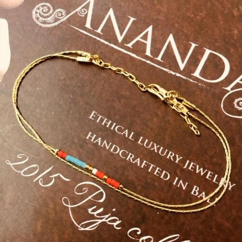 Color Miyuki Bracelets for Women Couplel-layer Cute Mini Delica Beads Crystal Bracelet Jewelry Adjustable Gold Color Link Chain