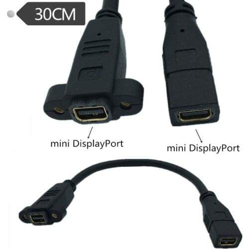 1FT 30CM MINI Display Port Female to Female Extension Cable Cord Mini DP Can Lock Panel Mount Cable Cable 30cm/0.3M