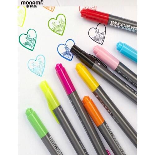 1pc Monami Double-headed Thick and Thin Water-based Gel Pen Fluorescent Color Line Coloring Hook Line