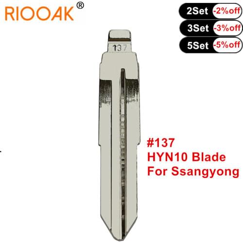 10pcs Uncut Car Key Blade #137 HYN10 SSY3 Metal Blank Uncut Flip KD VVDI Remote Key Blade For Ssangyong