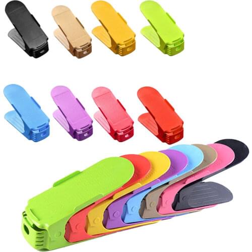 8/10/12pcs Shoe Organizer Shoes Storage Rack Shoebox Durable Adjustable Footwear Support Slot Space Saving Cabinet Closet Stand