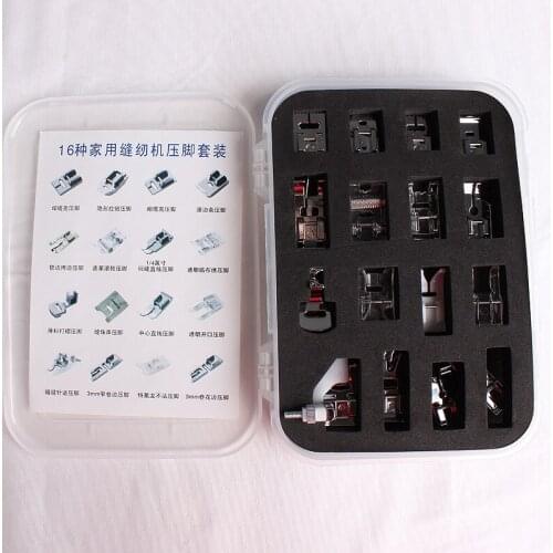 16pcs Mini Domestic Sewing Machine Braiding Blind Stitch Darning Presser Foot Feet Kit Set For Brother Singer Janome(front )
