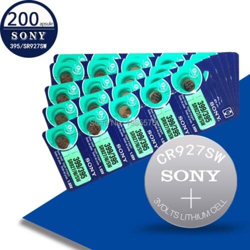 200pcs/lot Sony 100% Original 395 SR927SW 399 SR927W AG7 LR927 1.55V Silver Oxide Watch Battery Watch Battery MADE IN JAPAN