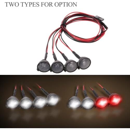 4pcs RC Car Multi-Function Round LED Light with Lampshade for 1/10 RC Crawler Car HSP REDCAT Axial SCX10 Traxxas TRX4