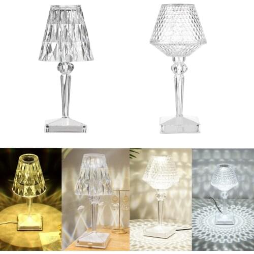 Diamond Table Lamp USB Rechargeable Acrylic Decoration Desk Lamps Bedroom Bedside Bar Crystal Lighting Fixtures Gift Night Light