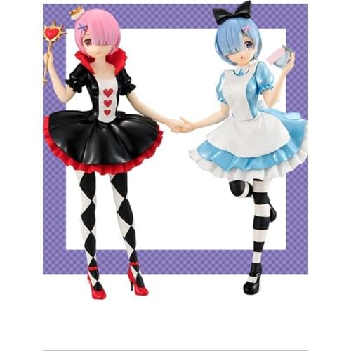 Anime Re: Life in a Different World From Zero Ram Rem Cosplay Alice in the Wonderland Ver. PVC Figure Collectible Model Toy