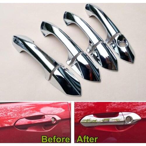 BBQ@FUKA 8Pcs Car Exterior Outside Door Handle Cover Trim Decoration Sticker Fit For Ford Escort 2015 Car accessory