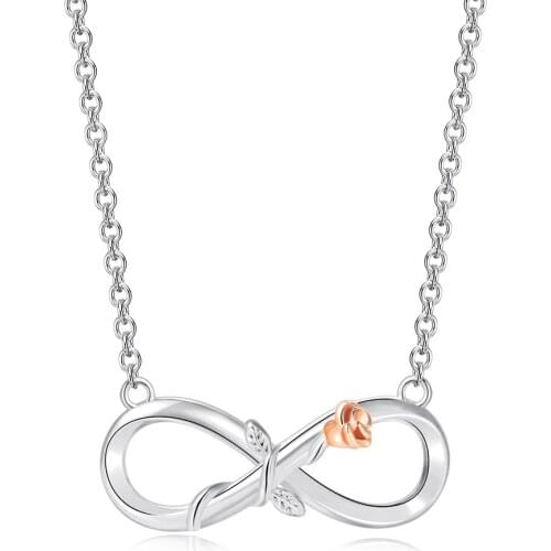 Infinite Rose Charm Pendant Necklaces For Women Christmas Gift Double Color Plated Heart Flower Jewellry Neck Chain Jewelry N244