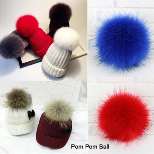 Big Pompon Ball Imitation Fox Fur Fluffy Pompom with Buttons Fits Women Girl Baby Knitted Hats Hair Clothing Bag Accessories