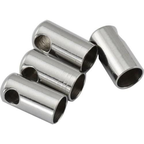 10pcs Stainless Steel 1/2/3/4/5/6/7 mm Metal Crimp Beads Leather Cord Ends Caps Connectors for Jewelry Bracelet Making Supplies