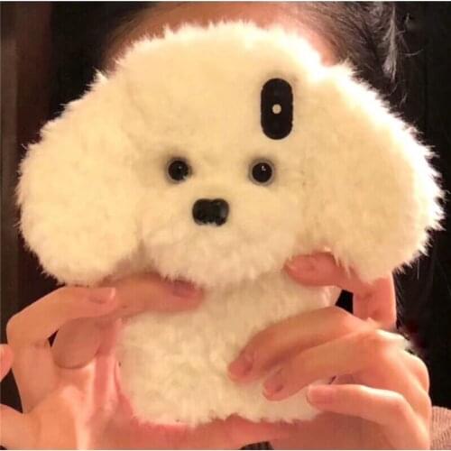 Winter Plush Teddy Dog Bear Phone Cover case for apple iphone 12 mini 6 7 8plus plus XR XS Max 11 Pro Max cute back coque capa