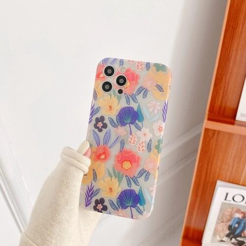 Colored Flowers Hollow Clear Design Mobile Phone Cases for iPhone 12 PRO MAX 11Pro XR X XS Max 7 8 Plus Soft TPU Shell