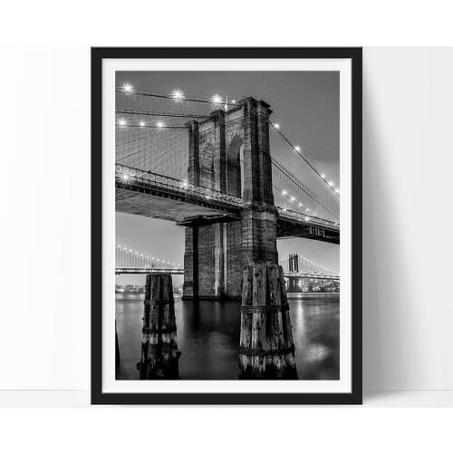 London Bridge New York City Canvas Prints Vintage Posters and Prints Black and White Living Room Modern Decorative Paintings