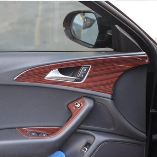 Imitation Wood Door Handle Window Glasses Switch Gear Cup Decorated Frame For Audi A6L 2012 13 14 15 16 17 18 CAA228