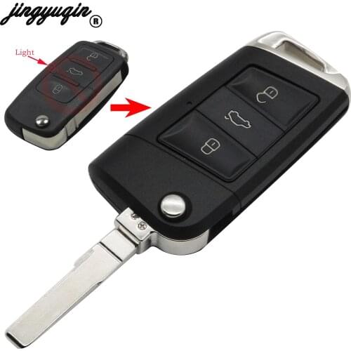 Jingyuqin 10pcs/lot 3 Buttons Flip Folding Key Shell For VW Golf 7 GTI MK7 Skoda Octavia A7 Seat Remote Keyless Fob Case