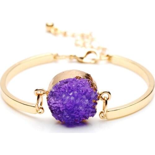 Classic Bijoux Pulseira Feminina Druzy Resin Stone Bracelets Ms Charm Gold Color Bracelet & Bangles For Women Jewelry Christmas