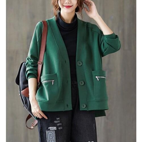 Korean Version Loose Comfortable Sweater Short Jacket Womens V-Neck Single-Breasted Cardigan Jacket Tops Spring 2021 New s954