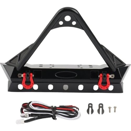 Metal Front Bumper with Lights for 1/10 RC Crawler Traxxas TRX4 Axial SCX10 90046 & SCX10 III AXI03007 AXI03003 Parts
