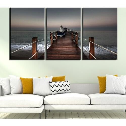 Modular Pictures Home Decoration Wall Art Canvas Dock bridge Poster Decor 3 Piece Painting HD Printed Photo