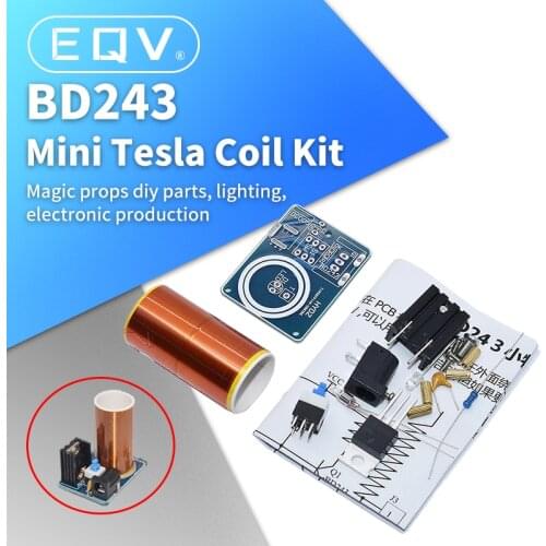 BD243 Mini Tesla Coil Kit Magic Props DIY Parts Empty Lights Technology Diy Electronics BD243C