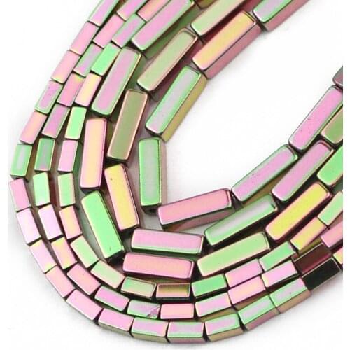 Rectangle Cuboid New Green Hematite Natural Stone Square Spacer Loose Beads For Jewelry Making Diy Bracelet Accessories 4/6/9MM