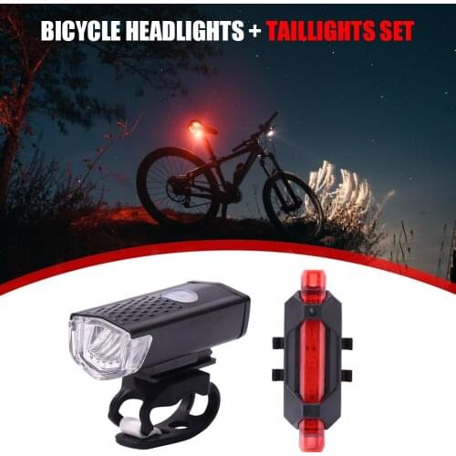Mountain Bike Front Rear Lamp Bicycle Waterproof Headlight LED Lamp USB Rechargeable Taillight Cycling Equipment