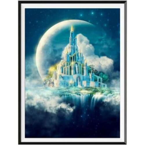 Landscape 5D diamond painting full diamond moon magic castle round diamond mosaic pattern home decoration DIY handmade