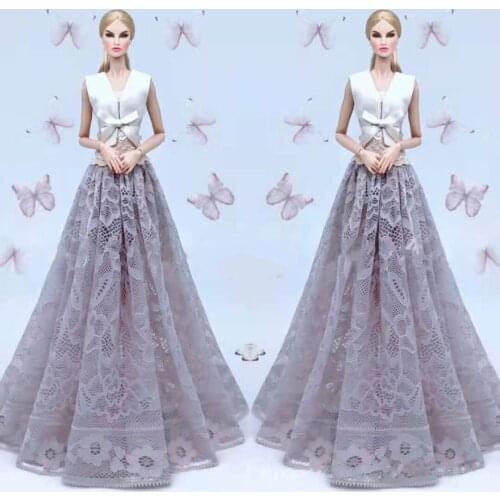 11.5" Doll Dress For Barbie Doll Clothes Outfits White Coat Jacket Gray Wedding Dress Princess Gown 1/6 BJD Accessories Toy Gift