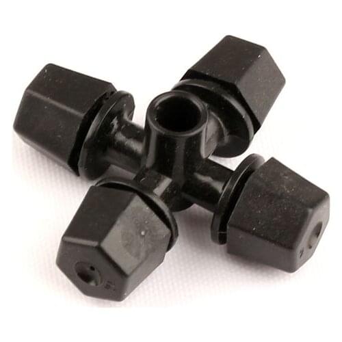10pcs Green Thumb Black Mist Sprinkler for Greenhouse Nursery Automatic Irrigation Inner Diameter 6mm Cross Atomizing Sprinkler