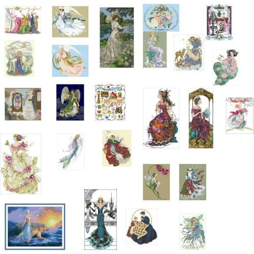 Goods quality With beads MD Angel Girls 24photoes chooose styles Color aida Linen /camel/ pearl aida Cross Stitch Kit