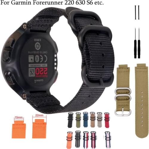 Replacement Nylon Watch Band For Garmin Forerunner 220 235 620 630 735 S5 S6 S20 22-15mm Watch Strap Wrist Bracelet with Tools
