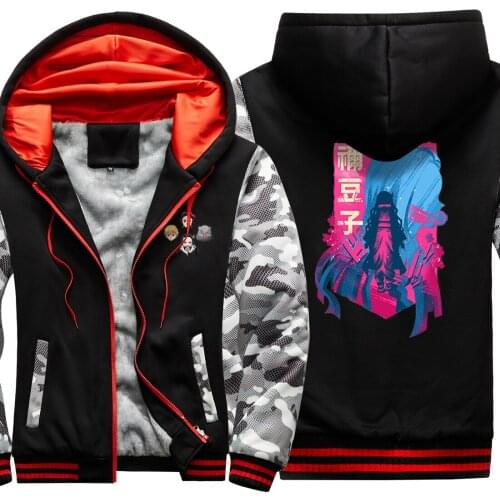Cartoon Printing Keep Warm Mens Raglan Thicken Jackets Winter Hip Hop Male Clothing Hooded Casual Fashion Retro sudadera hombre