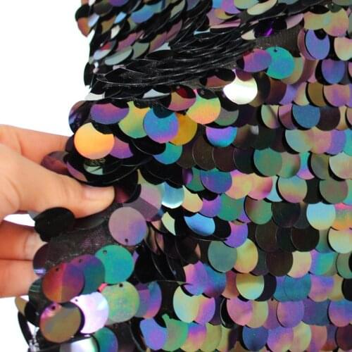 Sequins Embroidered Heavy Weight Sparkly Iridescent Fabric for Party Christmas Baby Photograph Background 50" Wide - Yard
