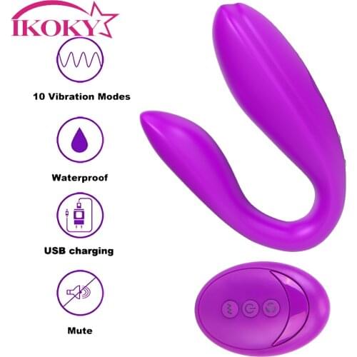 IKOKY Dual Motor Clitoris Vibrators 10 Frequency Sex Toy For Woman G Spot Vibrator Wireless Remote Control U Shape Stimulator