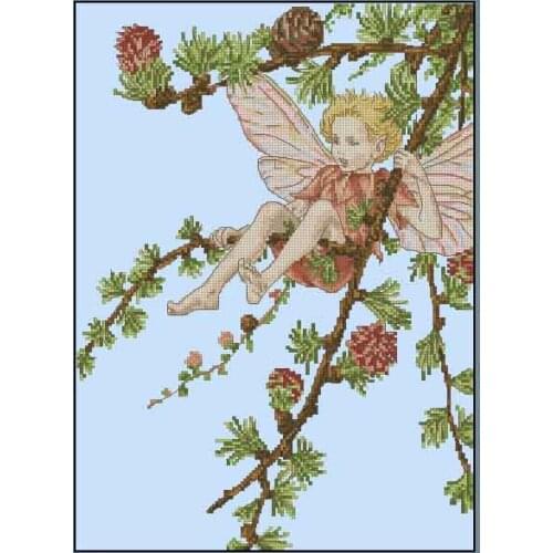Top Quality Lovely Popular Counted Cross Stitch Kit Larch Fairy Forest Friends, pine tree fairy