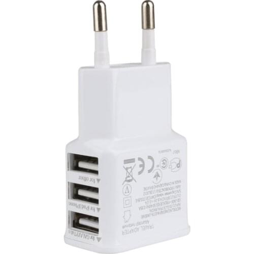 3 USB Ports EU Plug Charger, 5V,2A Output Electric Power Adapter,Used for iPhone,iPad,Samsung & Other Mobile Phones,Tablet PCs