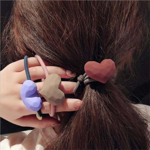 Heart Scrunchies For Woman Girls Hair Ties Sweet Lovely Hair Accessories Elastic Hairband Ornament Hair Gum Girl Holders