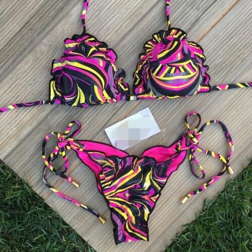 Womens Female Micro Bikini Sexy Swimwear Women Printed Summer Swimsuit Beachwear Brazillian Bikini Set Push Up Bathing Suit