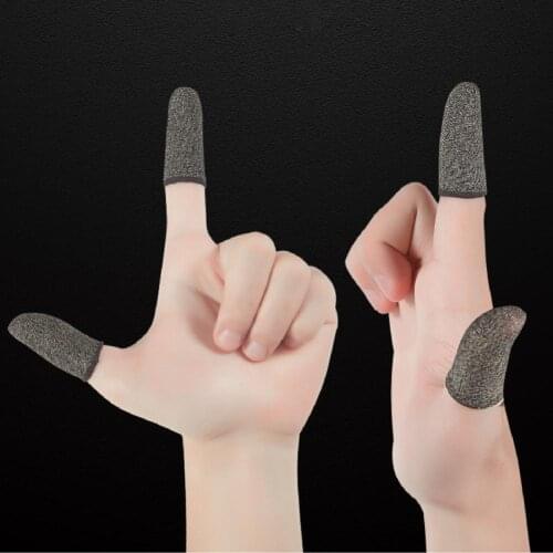 1Pair Finger Cots Sweat Proof Non-Scratch Fiber Fiber Mobile Game Finger Sleeves for Mobile Phone